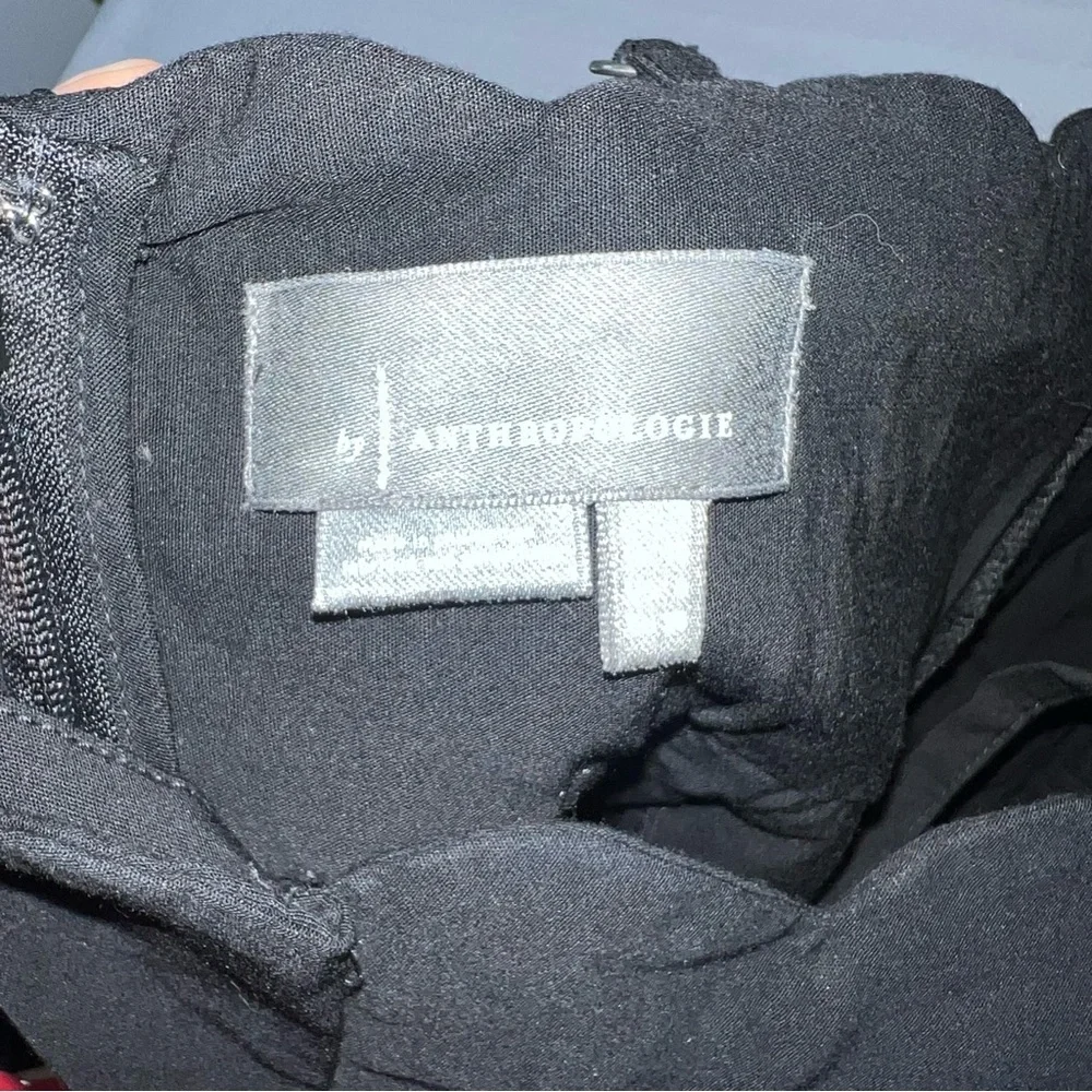 Anthropologie Womens Midi Dress Size 6 Black Preppy Party Celebration Front Slit - Picture 9 of 14